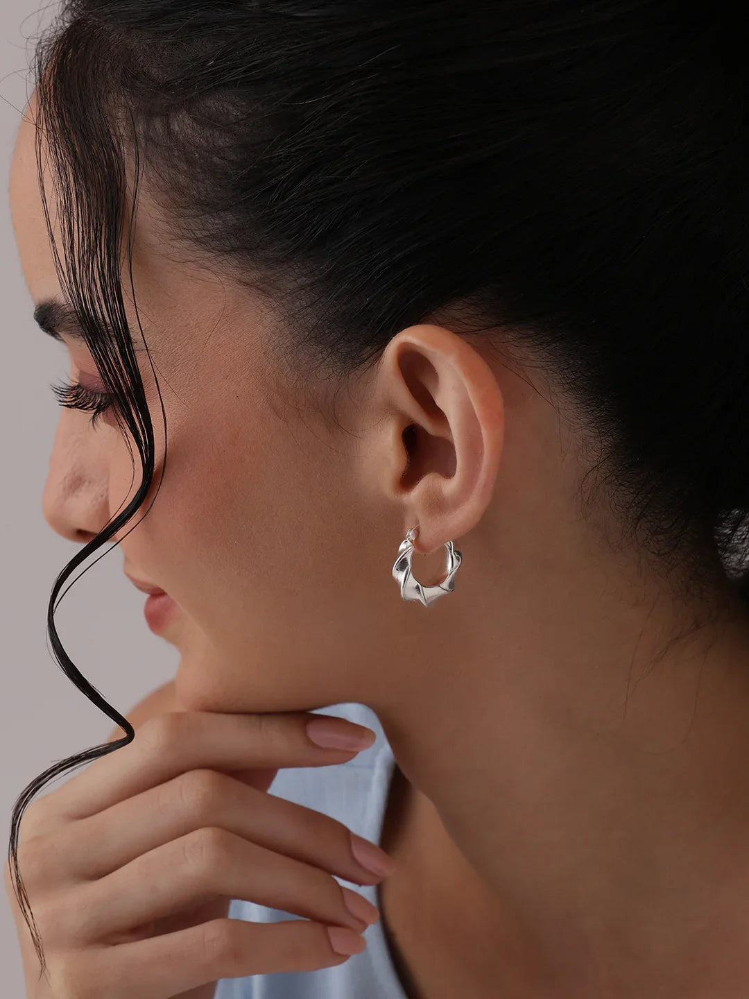 Chunky Spiral Twist Texture Click-Top Hoops