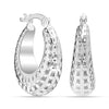 925 Sterling Silver Chunky Round Textured Click-Top Hoop Earrings for Women