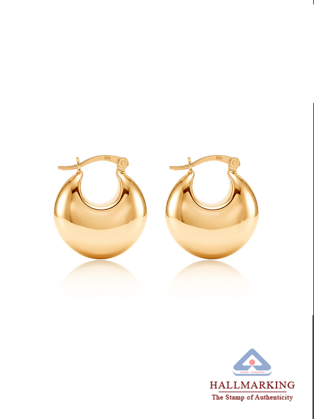 925 Sterling Silver Jewellery | 14K Gold Plated Norah Classic Hoop Earrings | acpl-ecom.myshopify.com