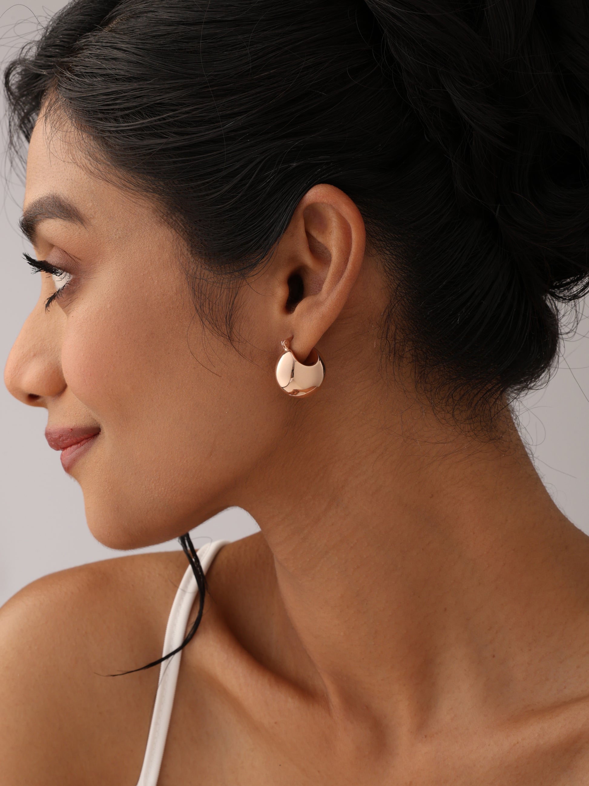 925 Sterling Silver Jewellery | 14K Rose-Gold Plated Norah Classic Hoop Earrings | acpl-ecom.myshopify.com