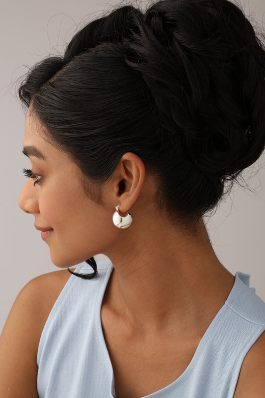 Handmade Vintage Puffed Chunky Click-Top Hoops