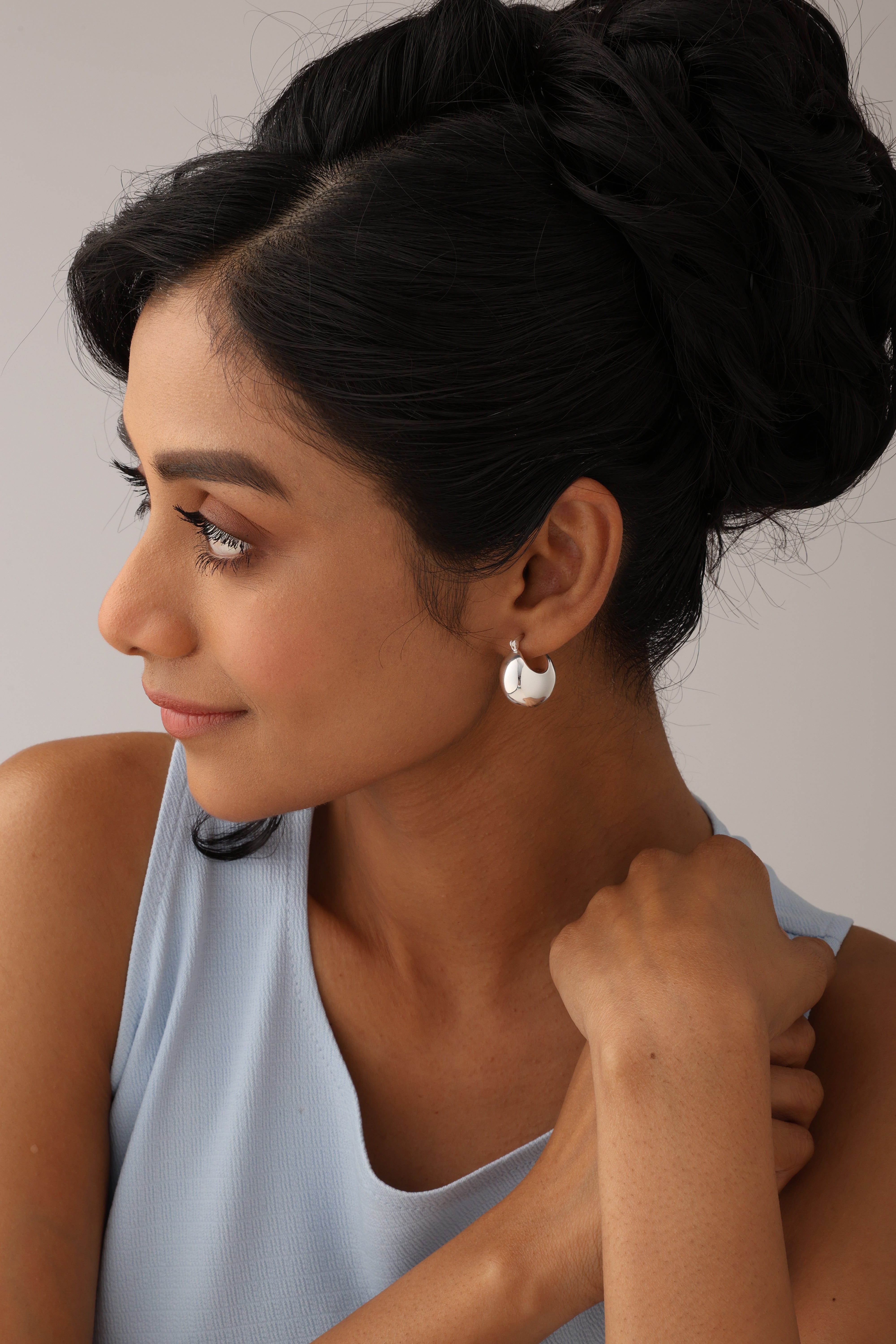 Handmade Vintage Puffed Chunky Click-Top Hoops
