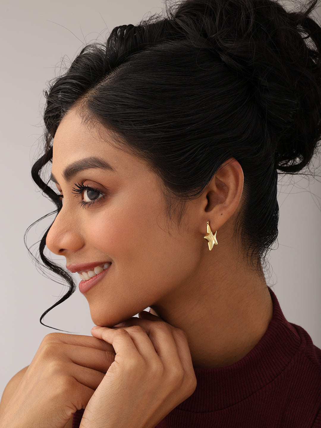925 Sterling Silver Jewellery | 14K Gold Plated Sitaara Hoop Earrings | acpl-ecom.myshopify.com