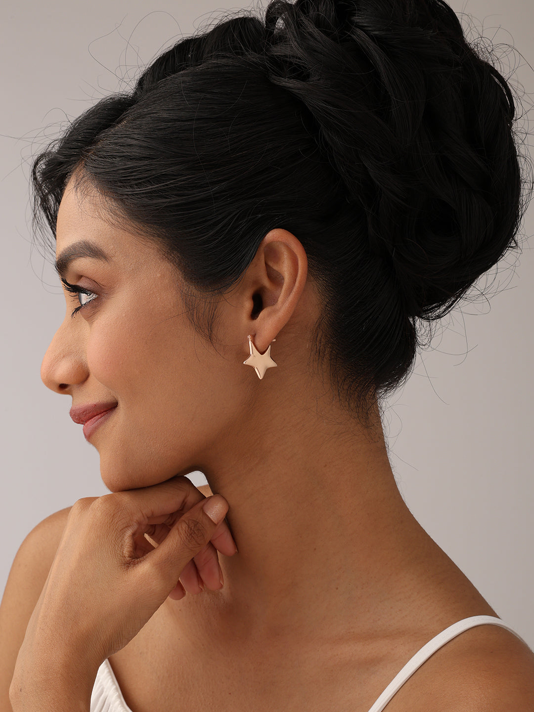 925 Sterling Silver Jewellery | 14K Rose-Gold Plated Sitaara Hoop Earrings | acpl-ecom.myshopify.com