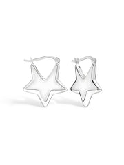 Minimalist 3D Star-Shaped Hoop Earrings