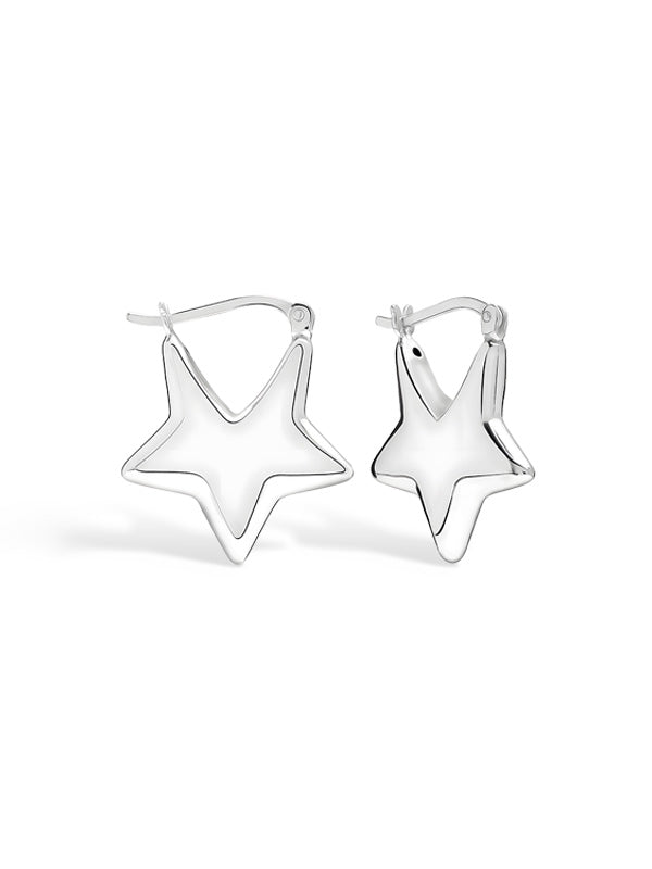 Minimalist 3D Star-Shaped Hoop Earrings