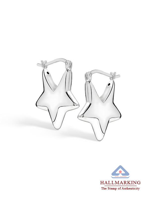 Minimalist 3D Star-Shaped Hoop Earrings