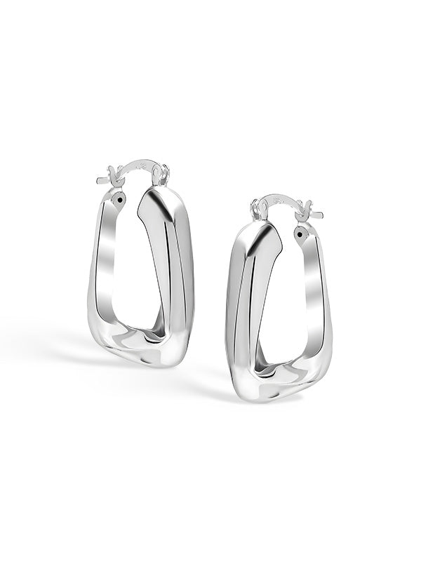 High-Polish Twisted Chunky Triangle Hoops