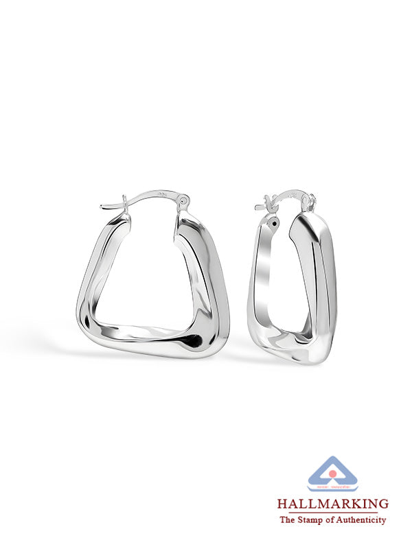 High-Polish Twisted Chunky Triangle Hoops