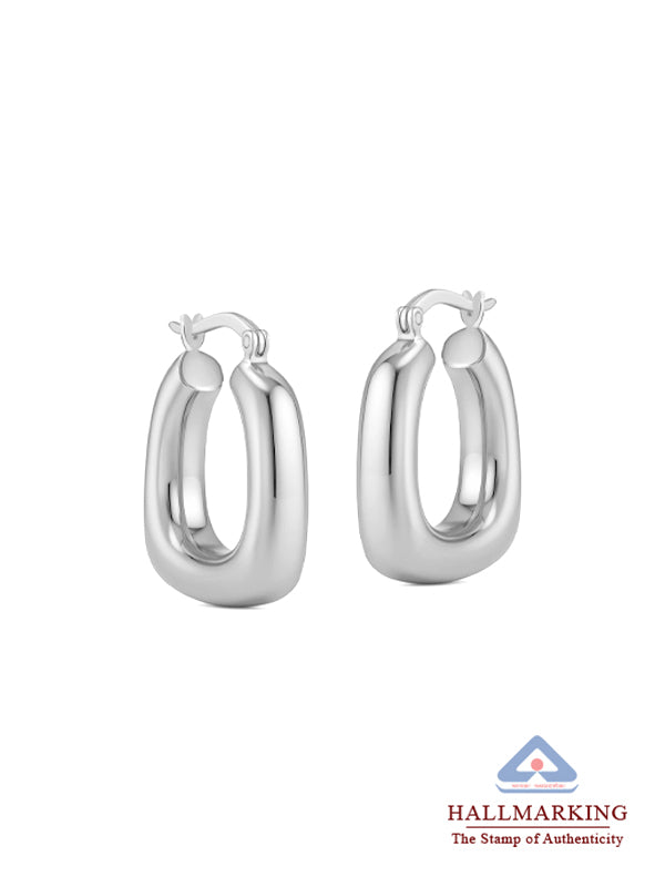 Silver Aster Square Hoops Earrings