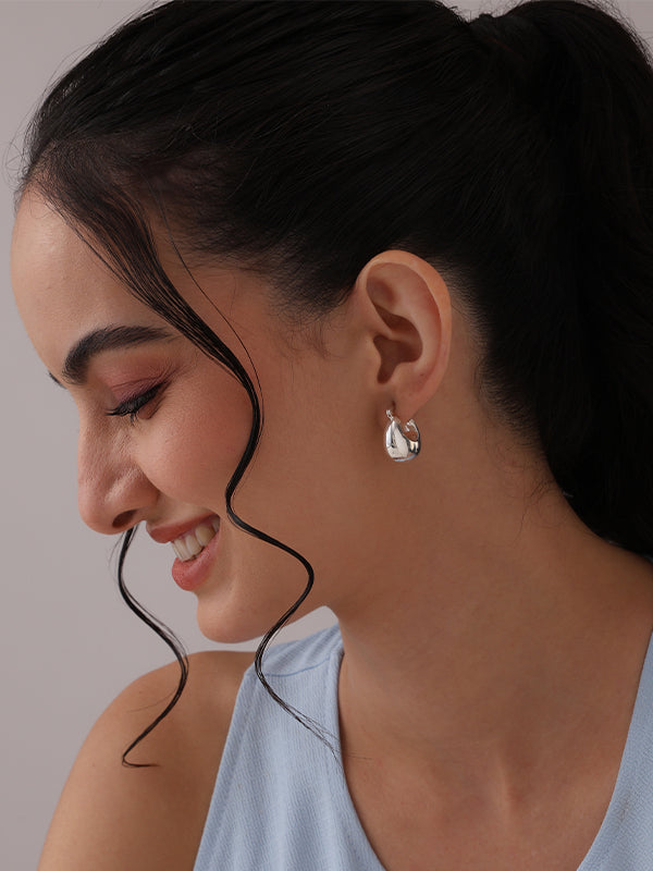 Silver Serene Click Hoop Earrings