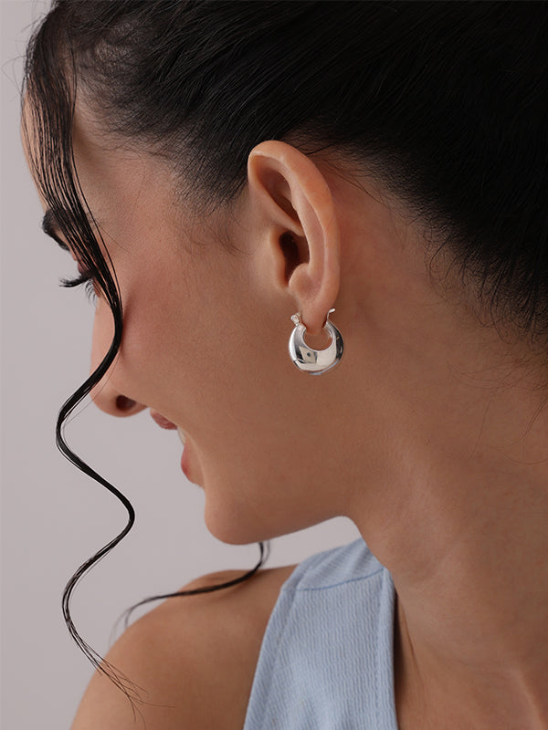 Silver Serene Click Hoop Earrings