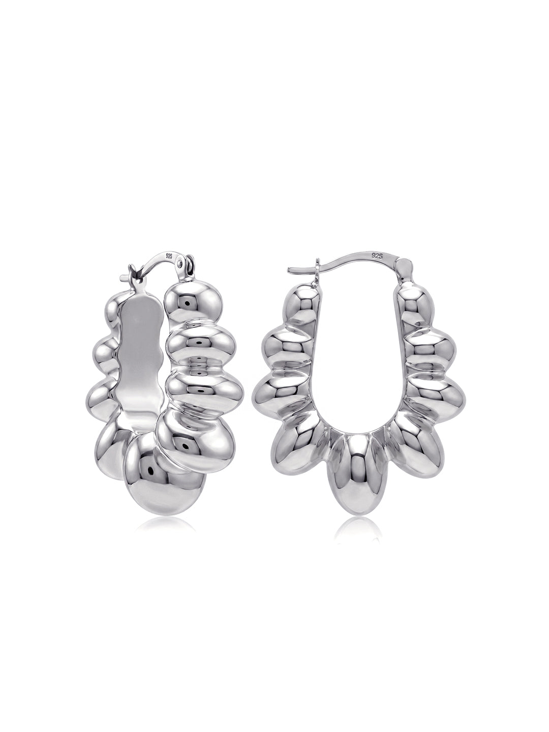 Silver Fleur Bloom Hoops