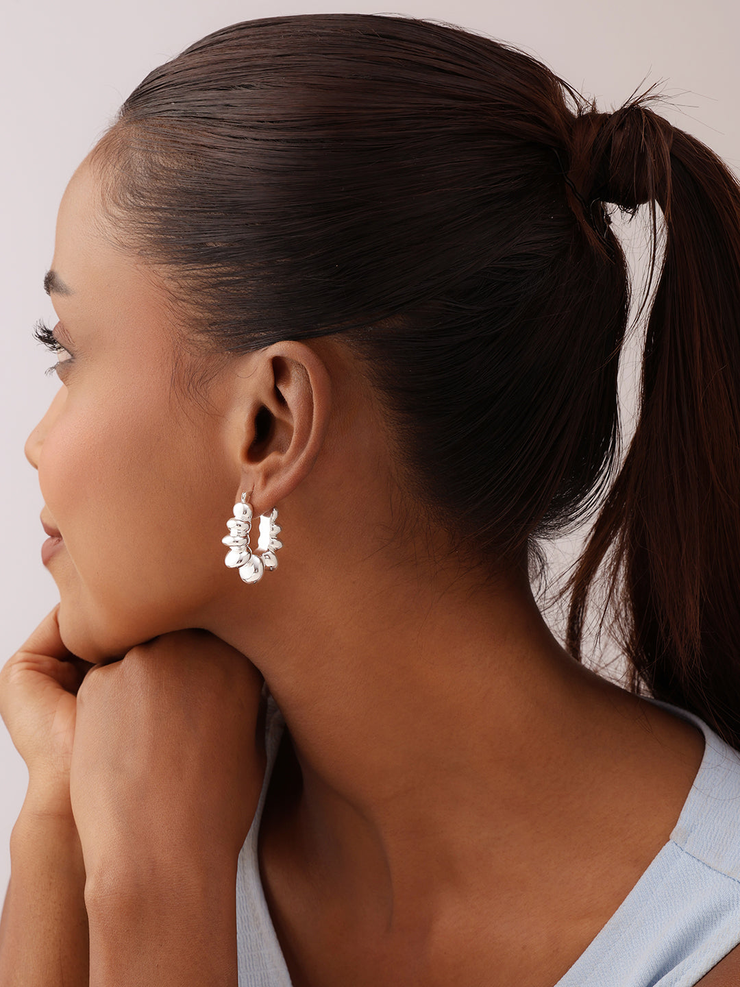 Silver Fleur Bloom Hoops