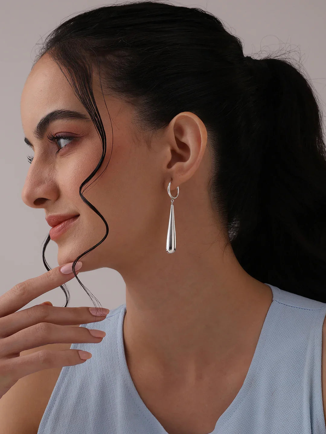 Silver Elora Teardrop Hoops