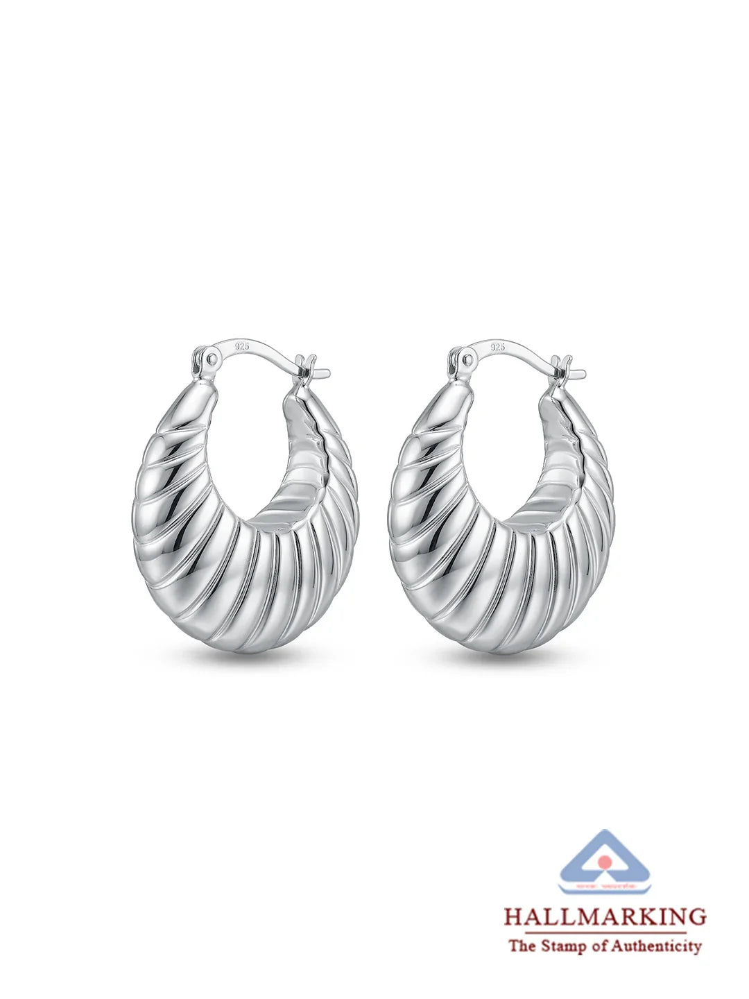 Silver Marise Ridged Hoops