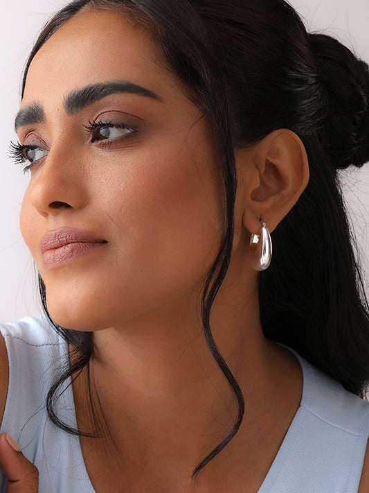 Silver Amora Oval Hoop Earrings