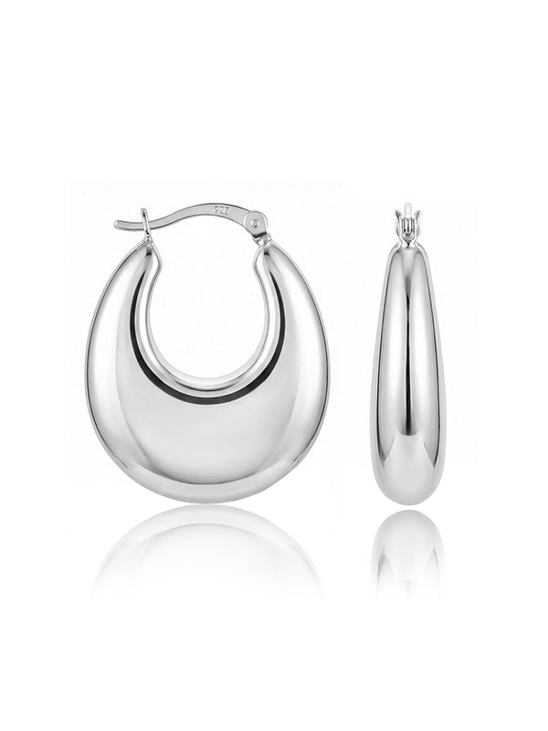 Silver Amora Oval Hoop Earrings