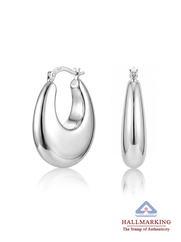 Silver Amora Oval Hoop Earrings