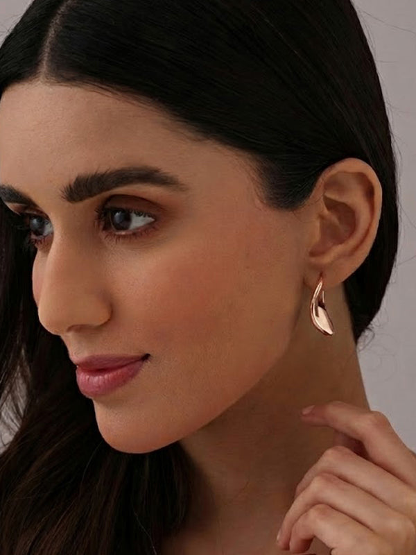 925 Sterling Silver Jewellery | 14K Rose-Gold Plated Nayra Disc Hoops | acpl-ecom.myshopify.com