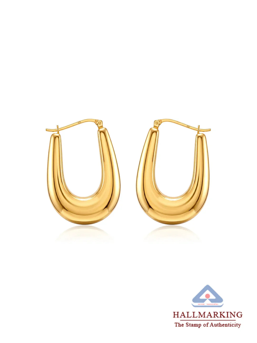Capsule Shape Sculptural Hoops in Flash Gold