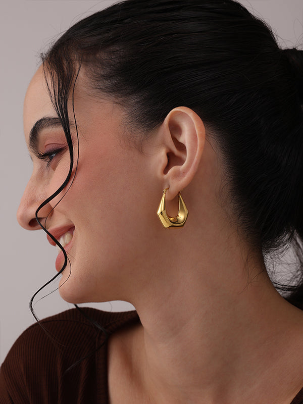 Aria Gold Geometric Click-Top Hoop Earrings