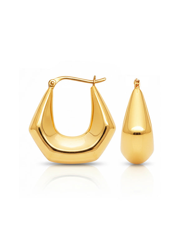 Aria Gold Geometric Click-Top Hoop Earrings