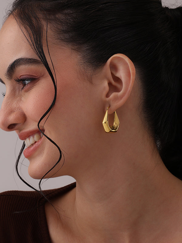 Aria Gold Geometric Click-Top Hoop Earrings
