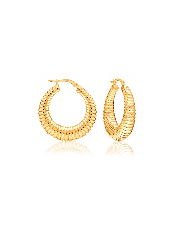 Round  Sculptural Hoops in Flash Gold