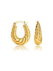 Round Sculptural Hoops in Flash Gold