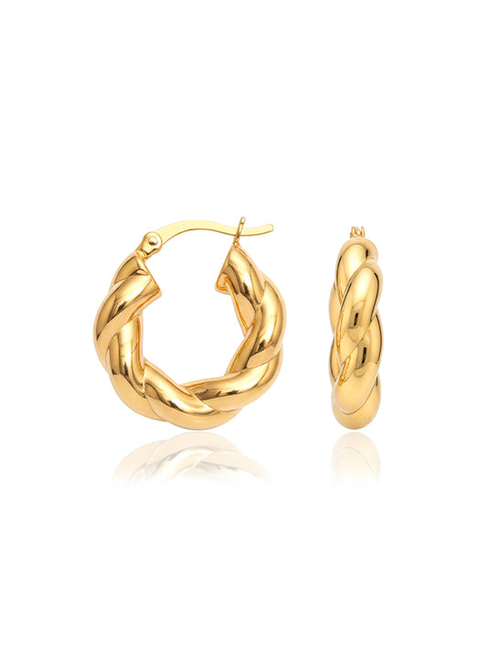Lyra Gold Twisted Chunky Hoop Earrings