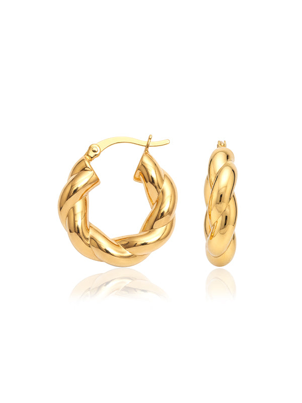 Lyra Gold Twisted Chunky Hoop Earrings