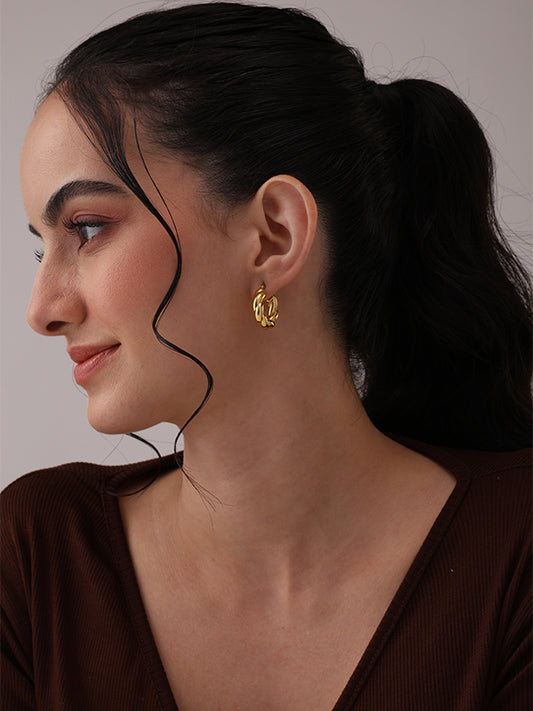 Lyra Gold Twisted Chunky Hoop Earrings