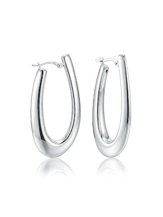 Elara Sterling Silver Elongated Teardrop Hoops