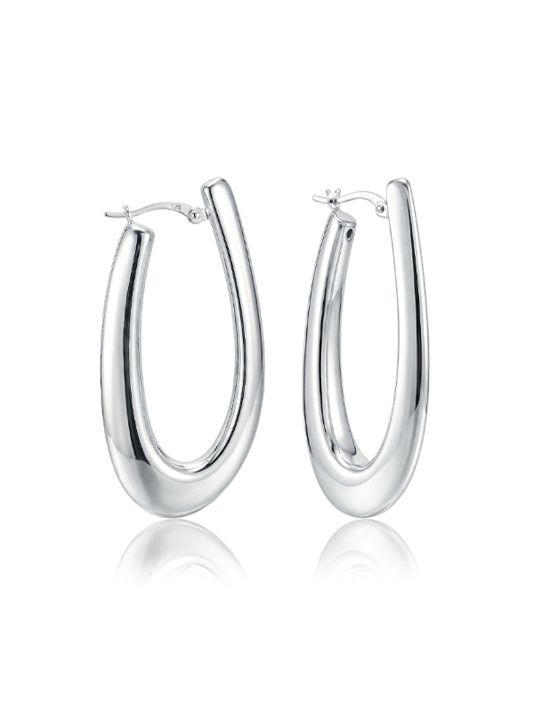 Elara Sterling Silver Elongated Teardrop Hoops