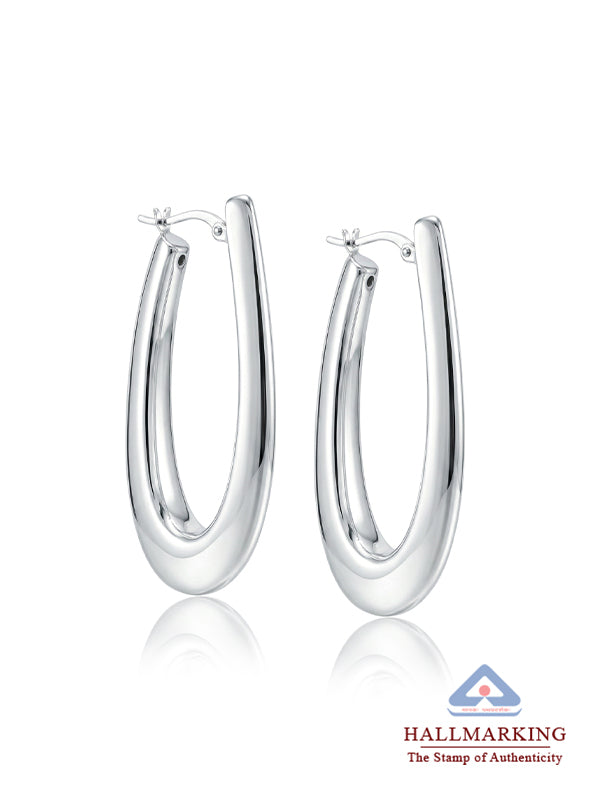 Elara Sterling Silver Elongated Teardrop Hoops