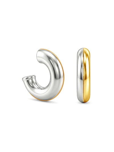 Dual Tone Hoop Earrings for Women