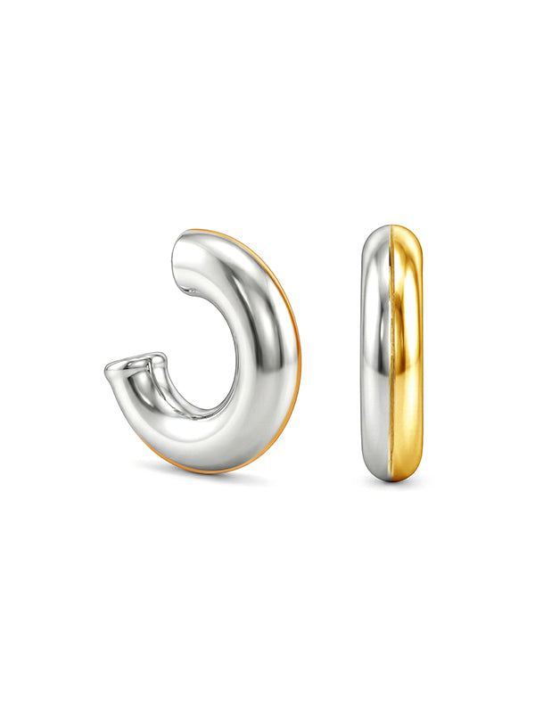 Dual Tone Hoop Earrings for Women