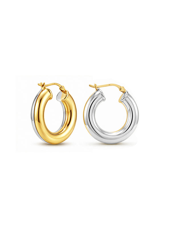 Dual Tone Hoop Earrings for Women