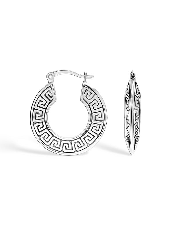 Rhodium Plated Roma Hoop Earrings