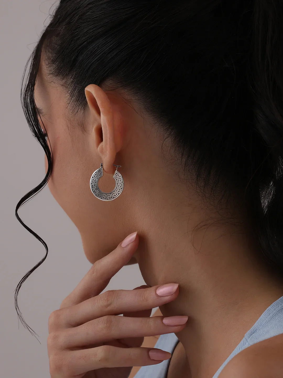 Rhodium Plated Roma Hoop Earrings