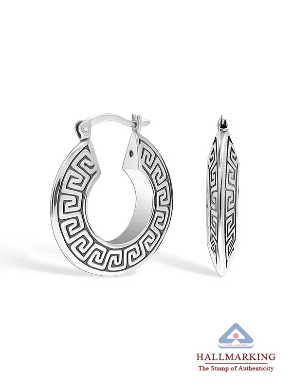 Rhodium Plated Roma Hoop Earrings
