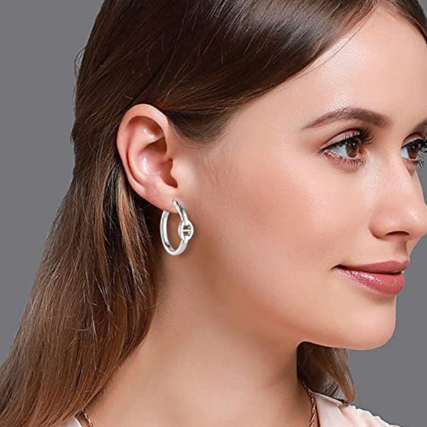 925 Sterling Silver Mariner Link Hoops Earring Oval Anchor Hoop Earrings for Teen Women