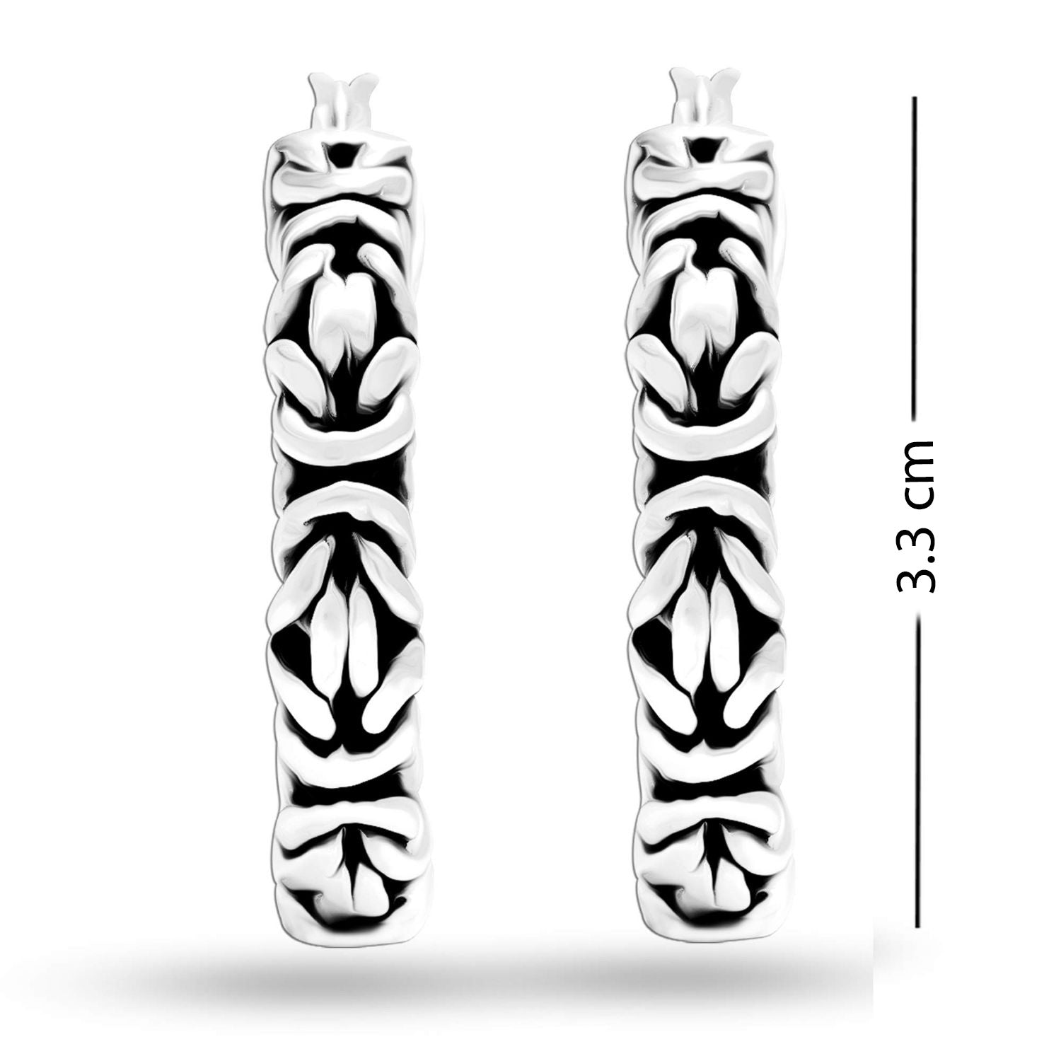 925 Sterling Silver Antique Byzantine Hoop Earrings for Women
