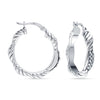 925 Sterling Silver Cubic Zirconia Polished Textured Click-Top Hoop Earrings for Women