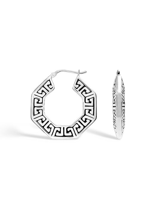 Antique Octagon Greek Key Pattern Hoops