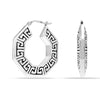 925 Sterling Silver Jewellery Antique Light-Weight Octagon Greek Key Pattern Hoop Earrings for Women