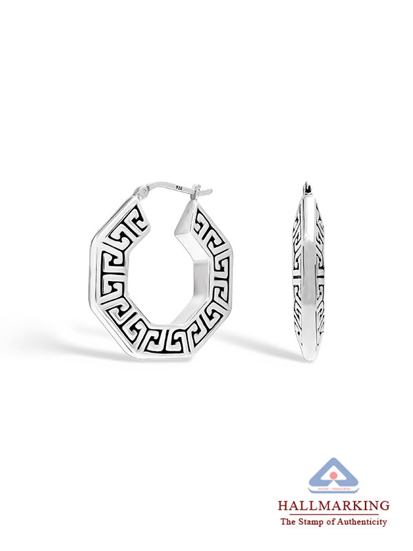 Antique Octagon Greek Key Pattern Hoops