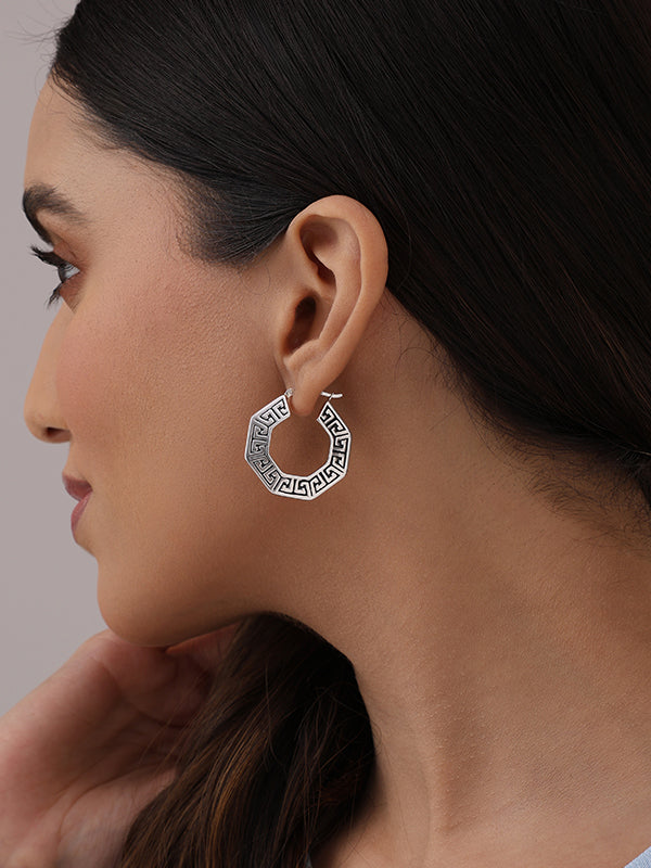 Antique Octagon Greek Key Pattern Hoops