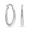 925 Sterling Silver Rope Design Classic Textured Hoop Earrings for Women